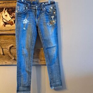 Miss Me Distressed Blue Skinny Jeans